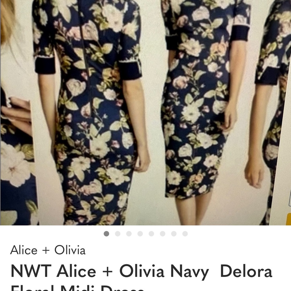 NWT Alice + Olivia Navy Delora
Floral Midi Dress  Size 8 - Picture 2 of 12